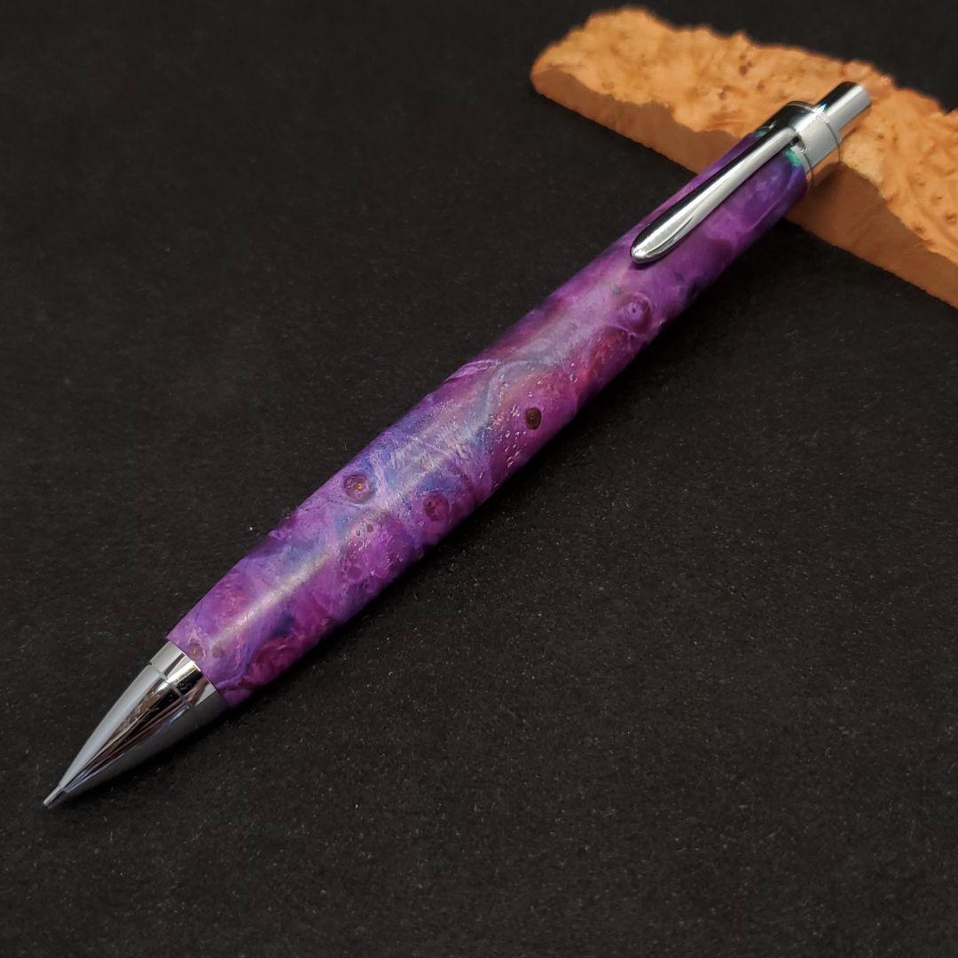 ①ハンドメイド木軸シャーペンスタビライズドウッド紫 - メルカリ