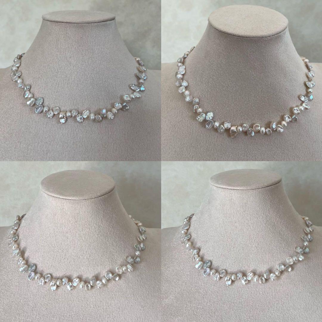 花びらケシパールネックレス スティックバロックパールネックレス 一連