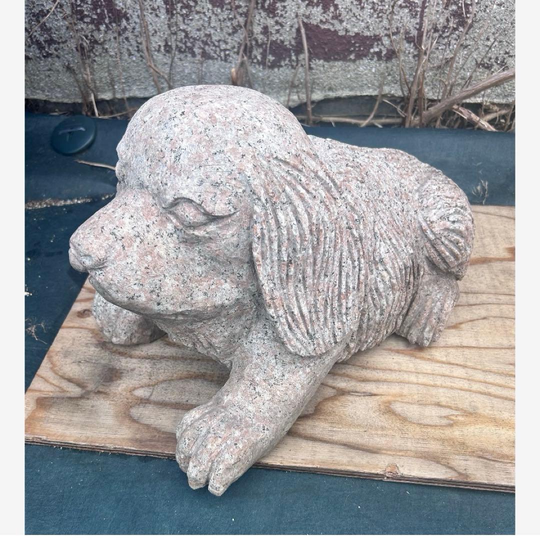 天然石 犬 石彫置物 ガーデンオブジェ 重厚彫刻 - メルカリ