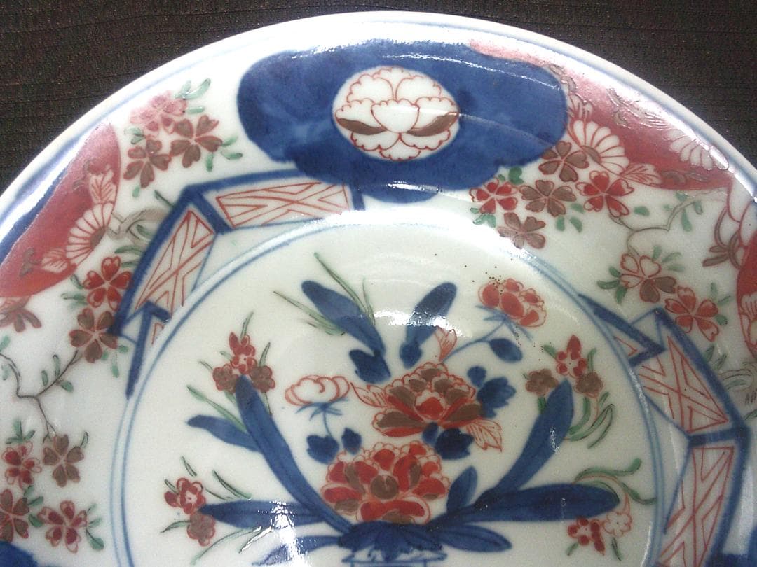花籠手色絵皿 観賞 骨董・k35・伊万里 】陶磁器 鉢 丼 インテリア 収集