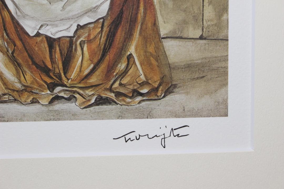 藤田嗣治 エスタンプリトグラフ「パンを持つ少女」販売証明書付き 250