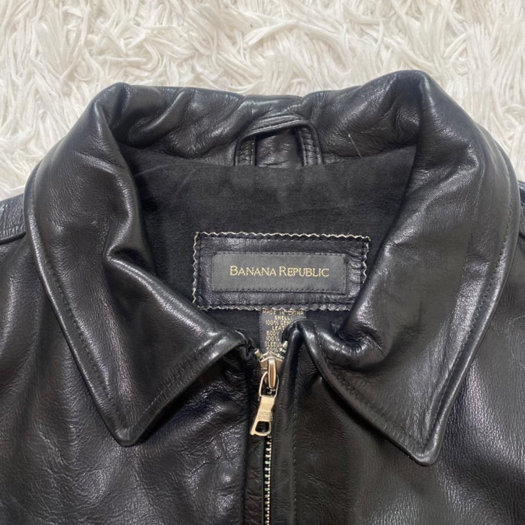 90s BANANA REPUBLIC 襟付きオールドスタイル レザージャケット