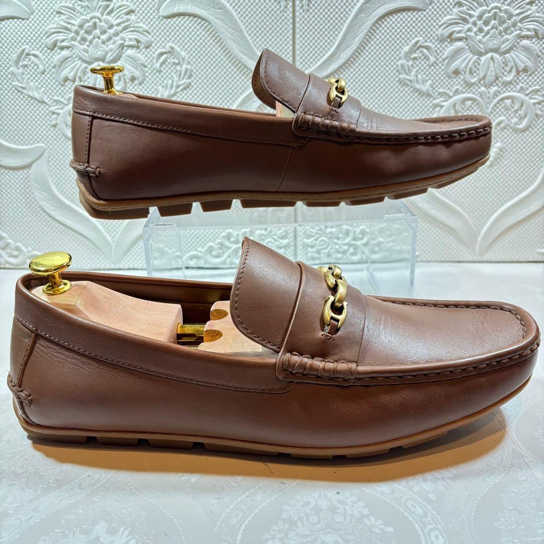 美品COACHシグネチャーチェーン ビットローファー　ラバーソール