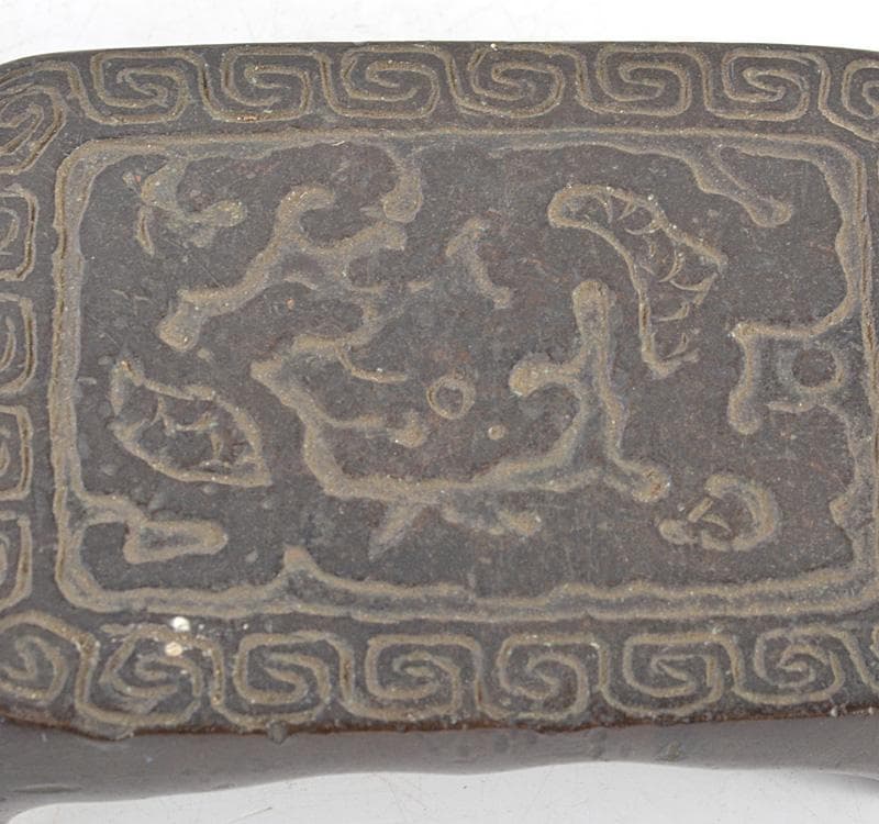 中国　古銅　龍雷文　墨床　飾り台　V R4785