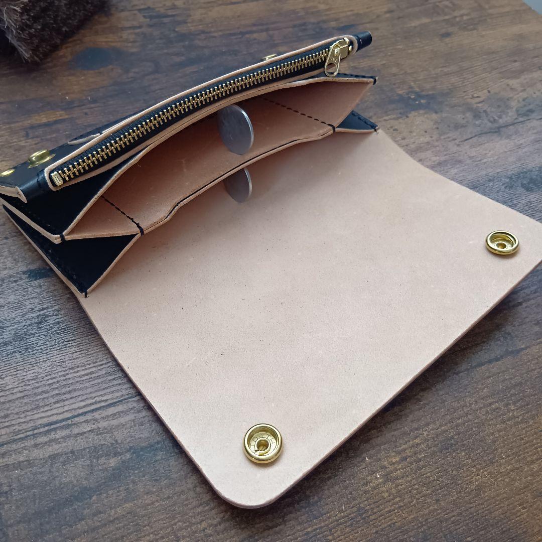 ★丘染め　ブラック★ロングトラッカーウォレット