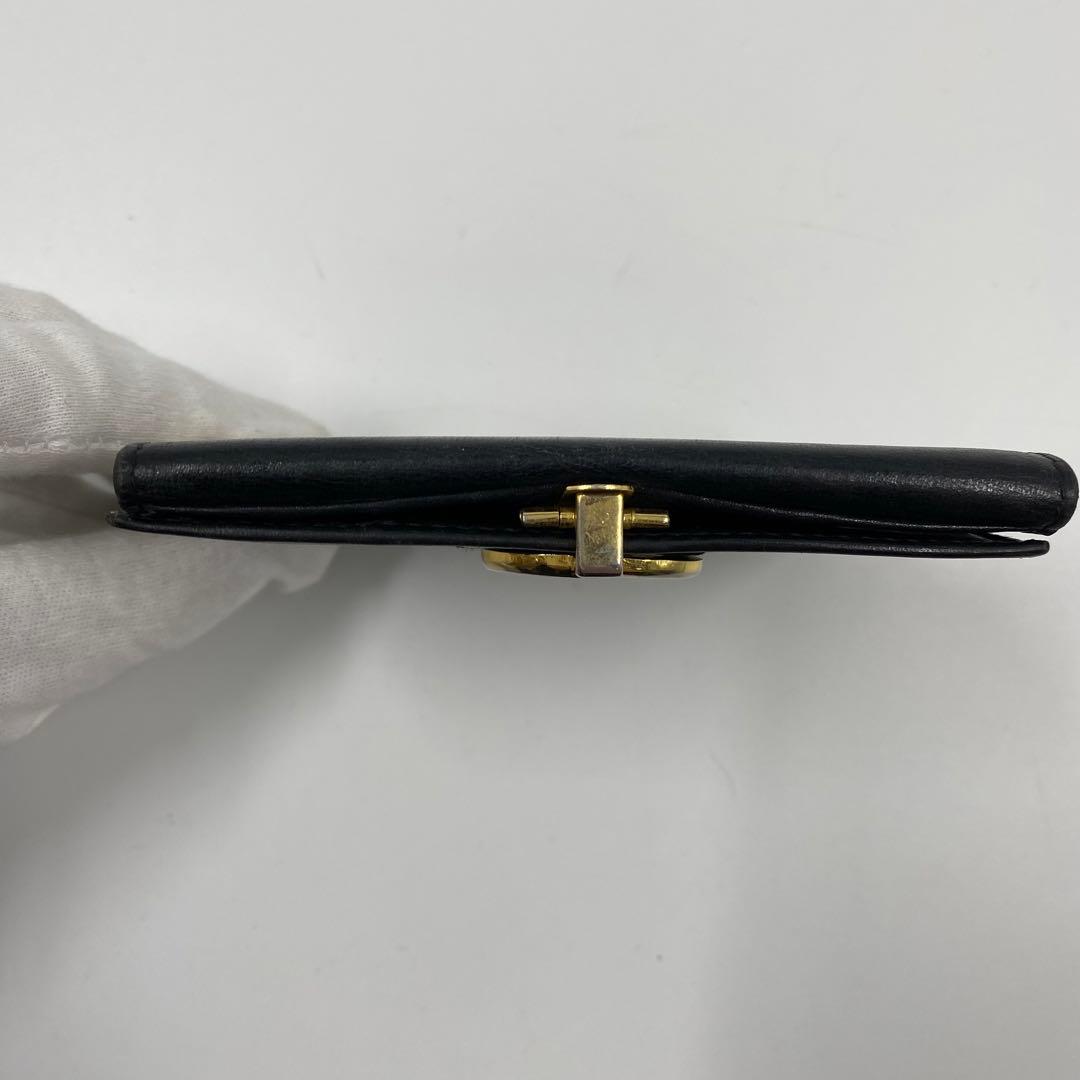 グッチ 二つ折り財布 インターロッキング シェリーライン 黒 ゴールド