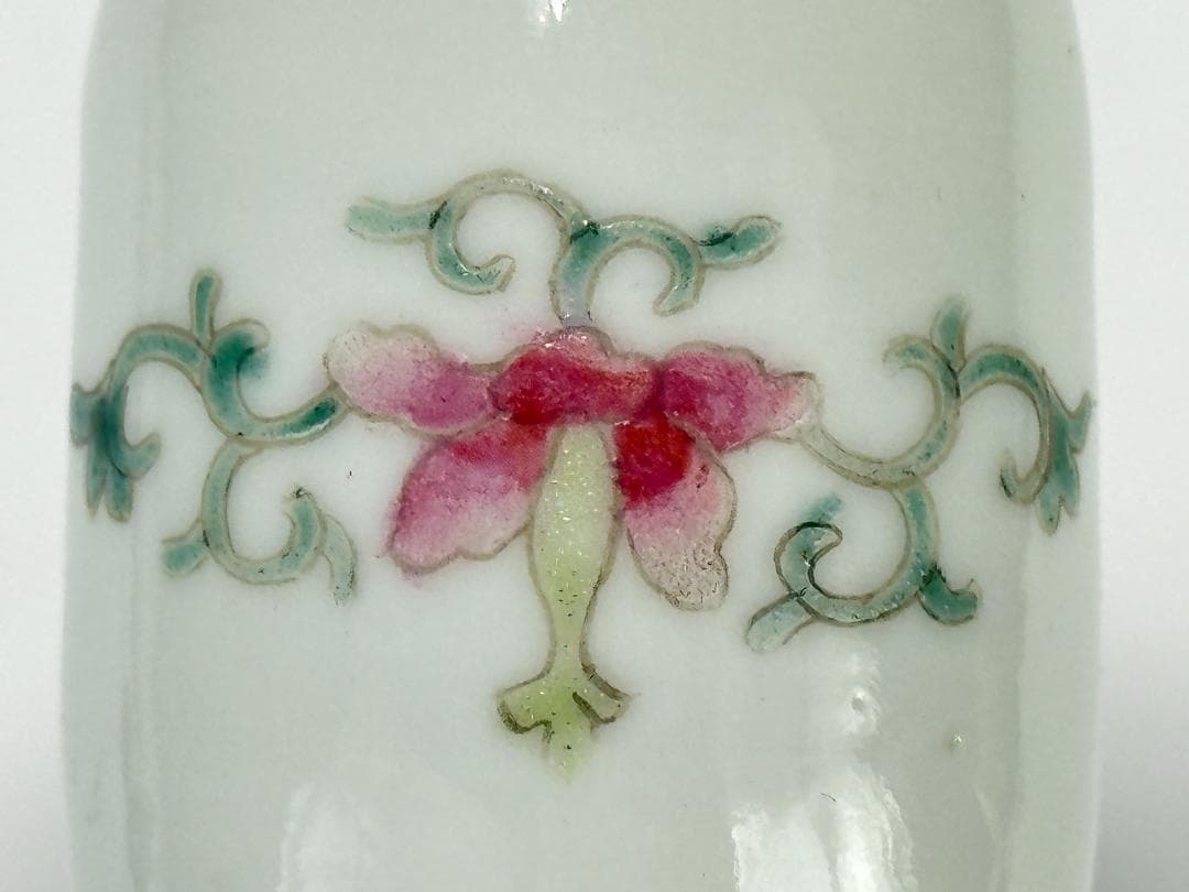 中国美術 清朝 清代 粉彩花卉文燈台 燭台 時代物 唐物 古物 旧