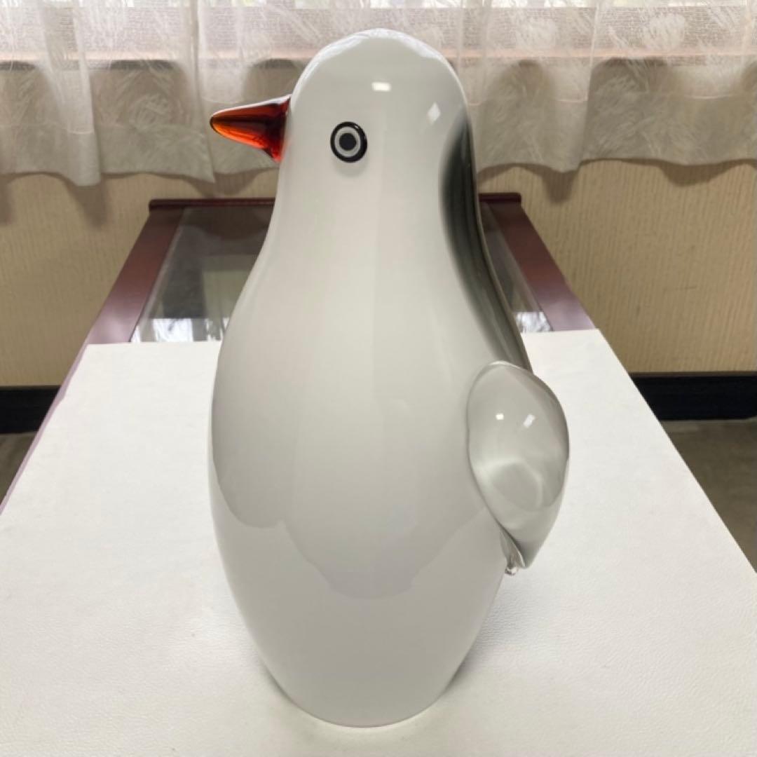 岩津ガラス ペンギン 置物 オブジェ ランプシェード スタンド 工芸品