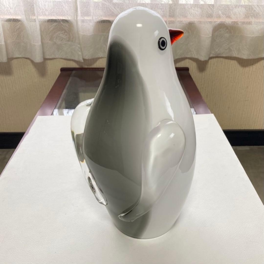 岩津ガラス ペンギン 置物 オブジェ ランプシェード スタンド 工芸品