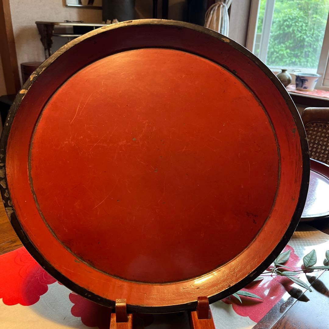 A845 ➂時代物 根来盆 懐石道具 丸盆 朱塗盆時代物 根来盆 1