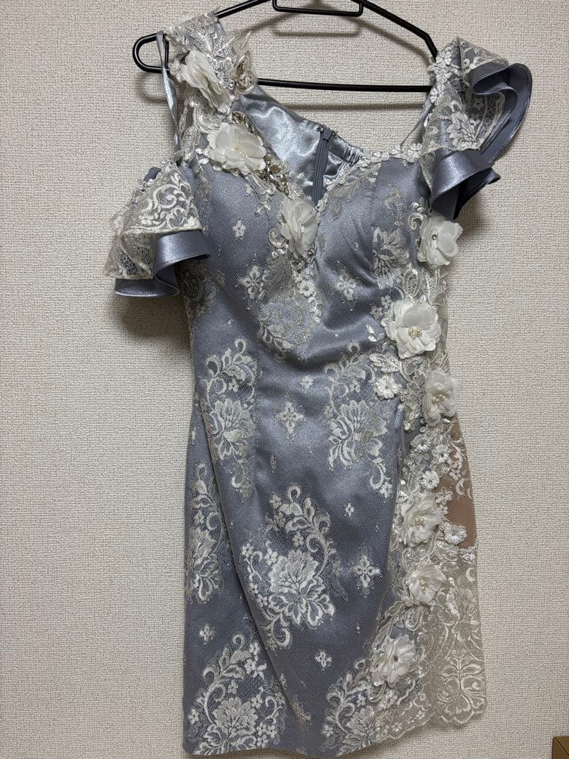 ROBEdeFLEURS フラワー刺繍アシメントリードレス