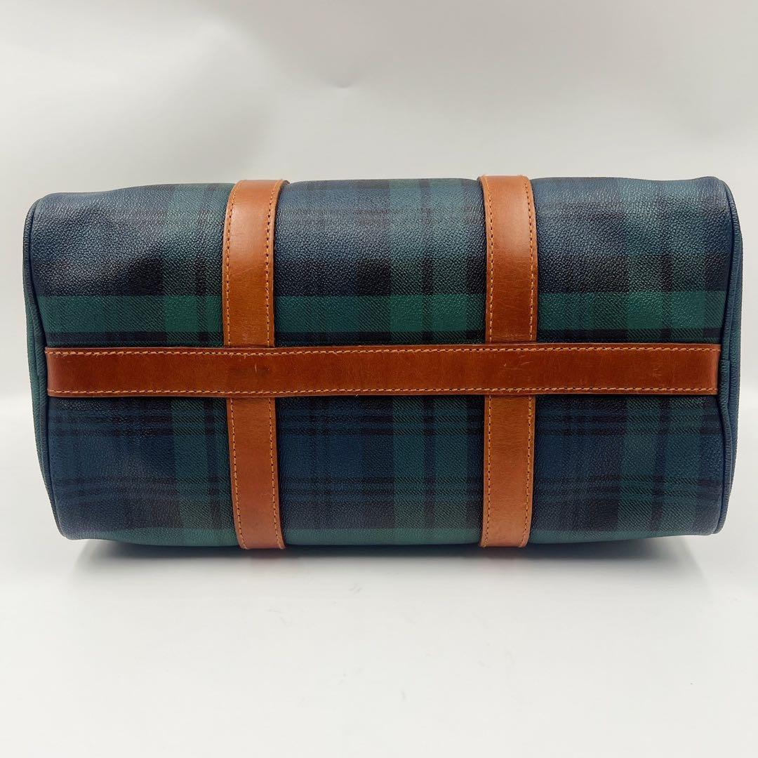 美品 ポロラルフローレン ボストンバッグ チェック柄 PVC グリーン
