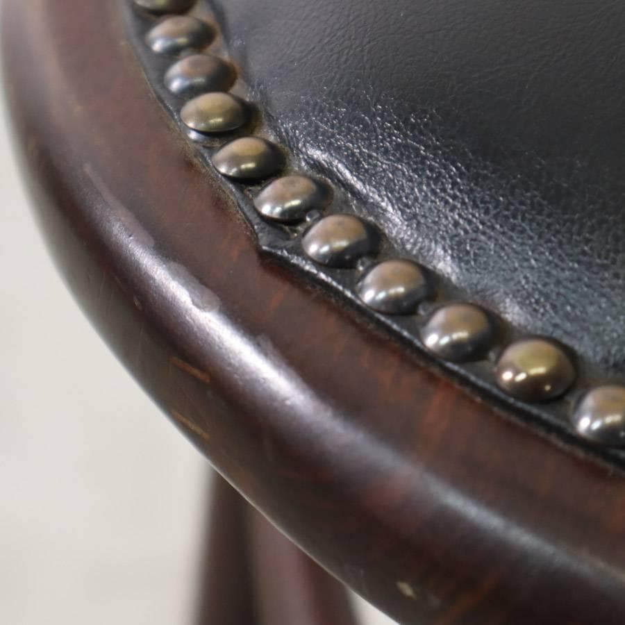 6脚まとめ買い5 ルーマニア製 ハイスツール ビーチ材 ブラック PVCレザー