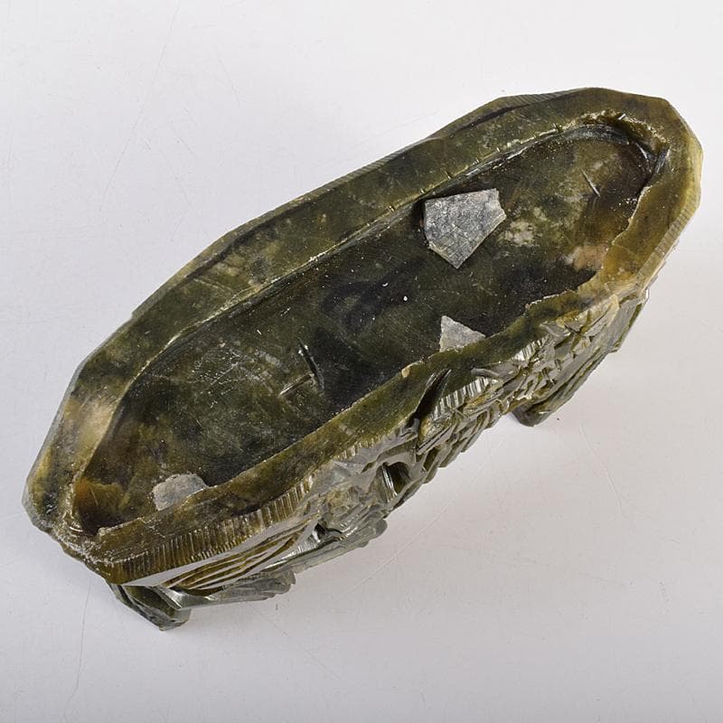 中国玉石岫玉彫刻白菜置物床飾御隆坊古代宮廷家俱館証明書付VR8842