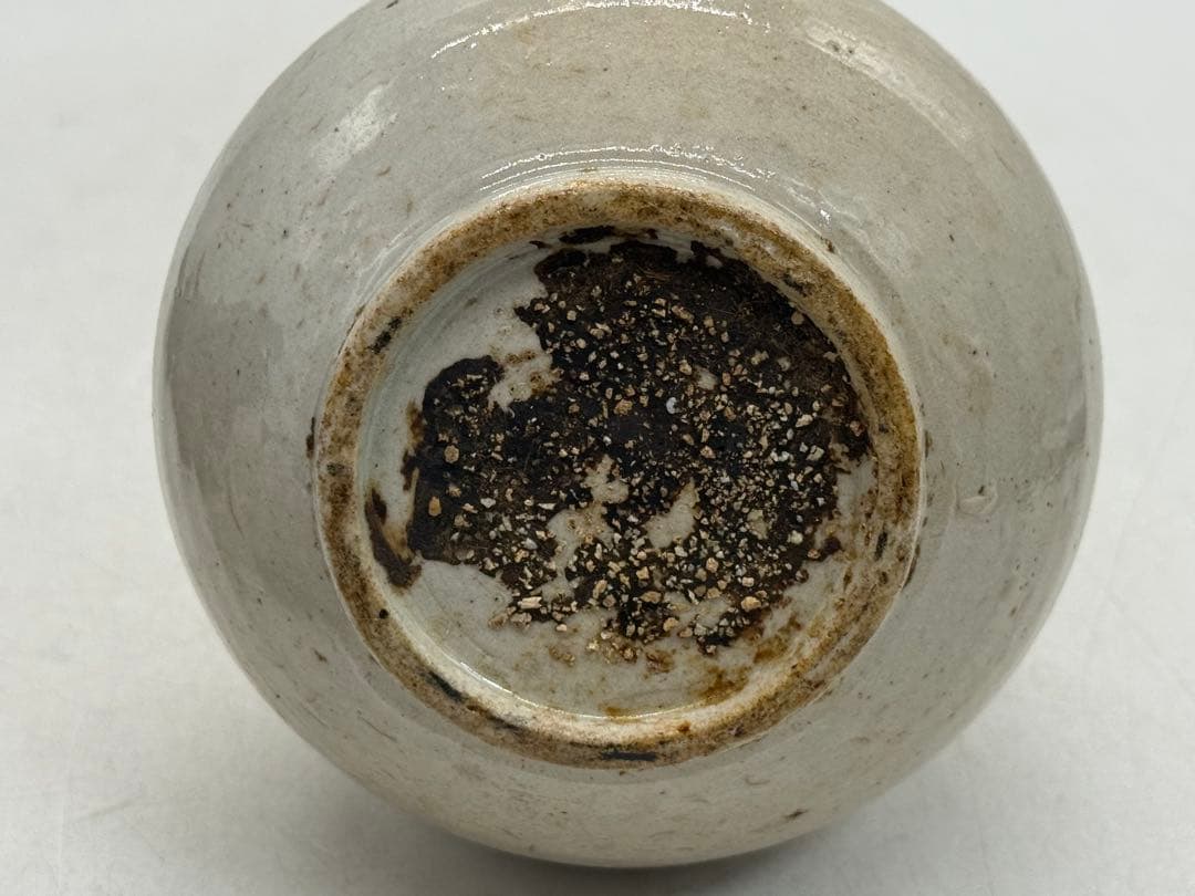 李朝 白磁に呉須紋 徳利形瓶② 高さ約14.4cmアンティーク送料込み0107