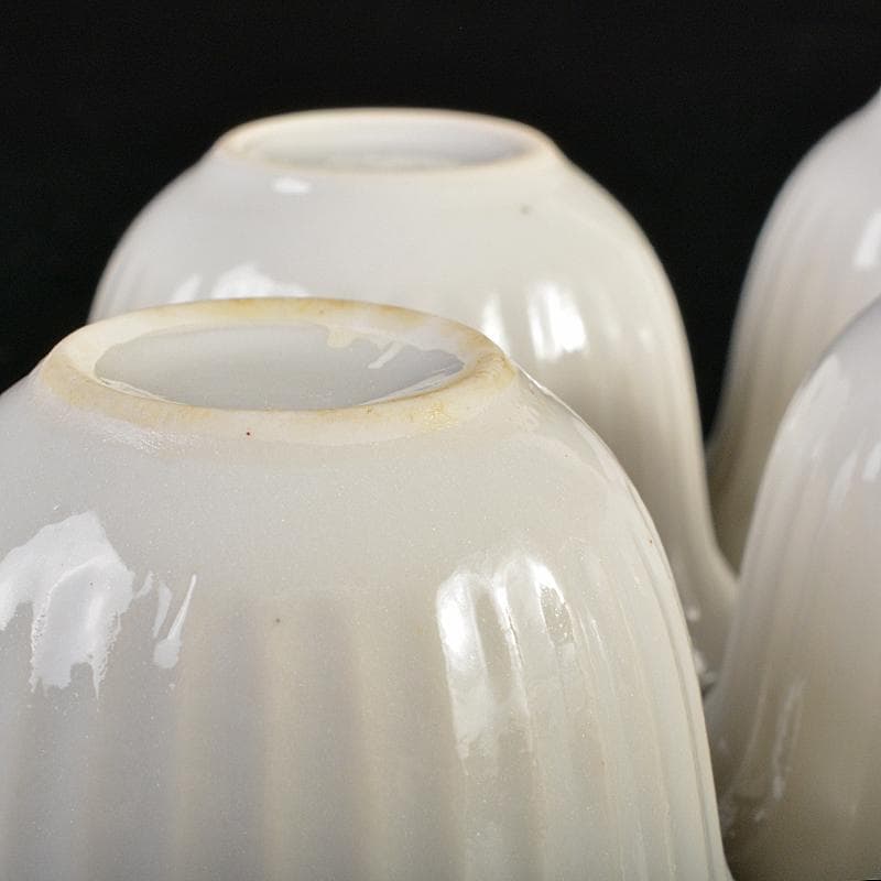 煎茶道具 徳化窯 白磁 線文 煎茶碗 五客 時代箱付 M