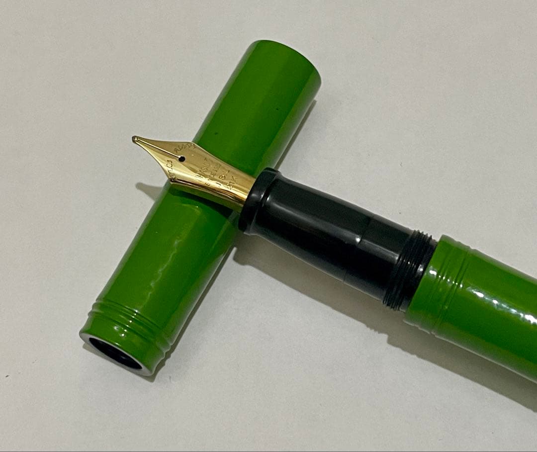 万年筆 大橋堂 植原栄一 エボナイト ペン先21K 漆 竹型