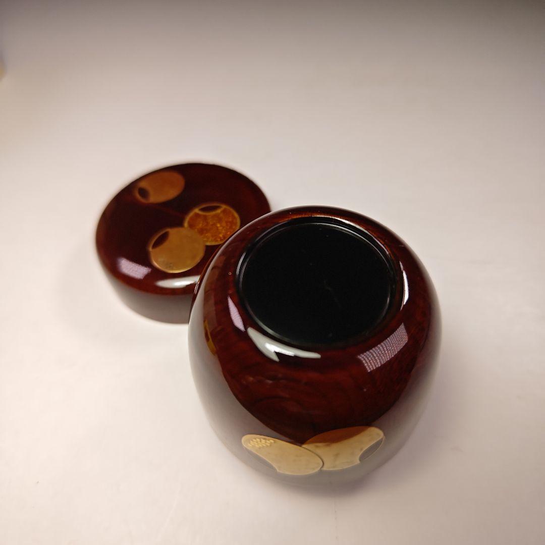 イ672 棗『中村宗悦』『欅目スリ 溜塗 壺々蒔絵 棗 共箱』茶道具