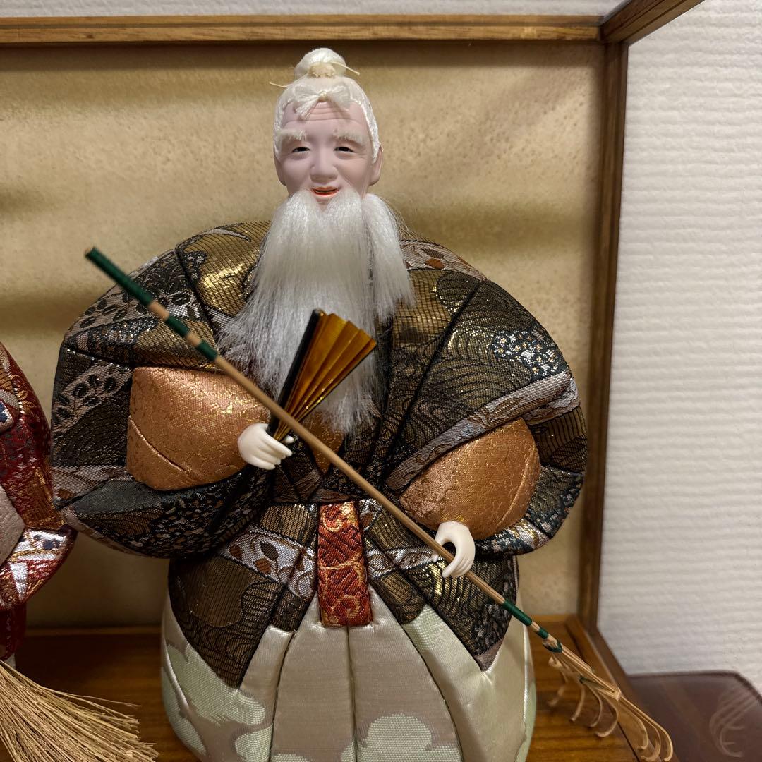 純金高砂 高砂人形 雄山作 共白髪 結納 還暦 木目込人形 錦勝工芸 尉姥