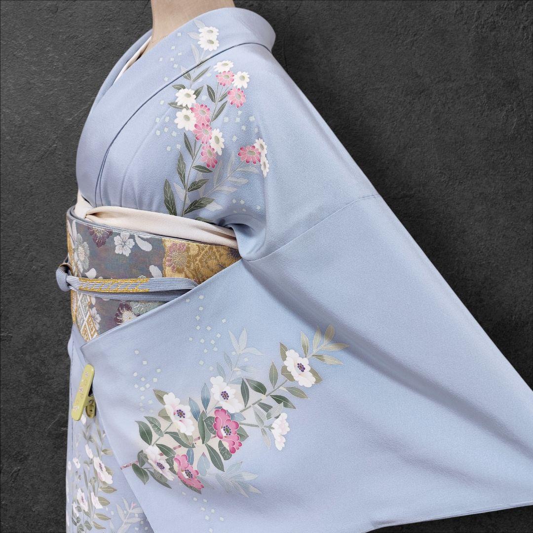 6570❱ フルセット 訪問着 灰水色 作家 袋帯 入学式 卒業式 正絹 着物