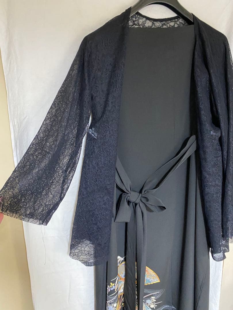 黒留袖リメイク　ボレロ付きロングドレス　大きいサイズ