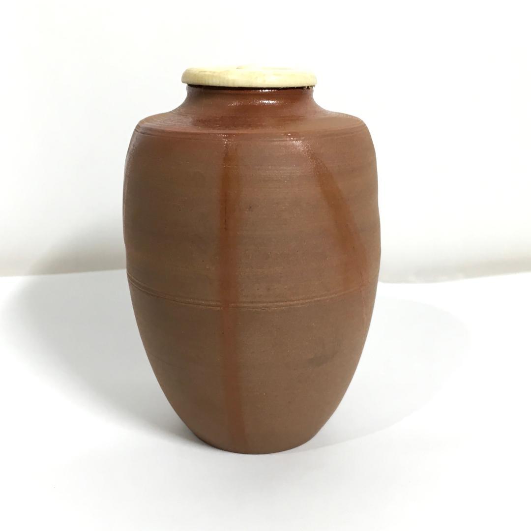 木村陶峰 肩衝茶入 火襷が見事な作品 美しく可愛い苺裂