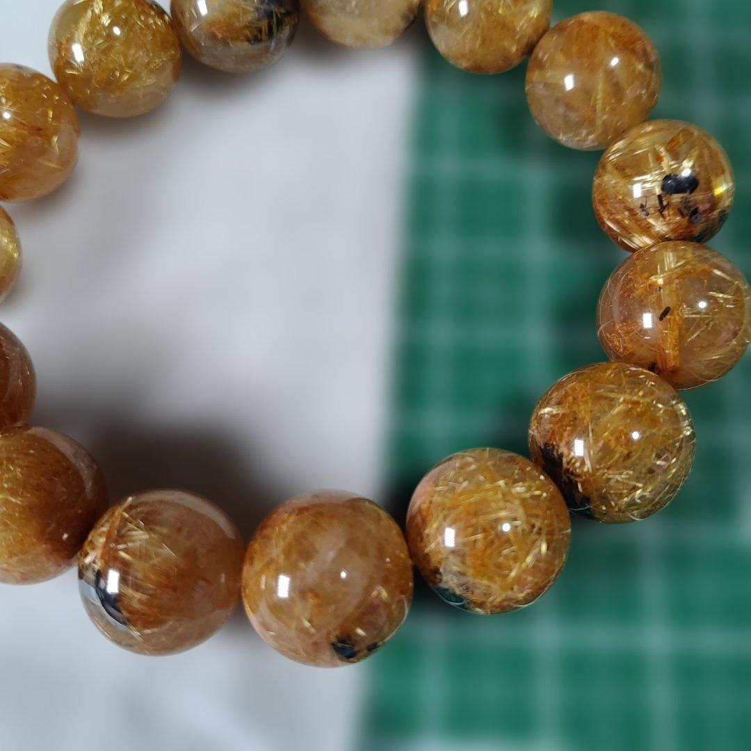 ルチルクォーツ ビーズブレスレット 約12mm