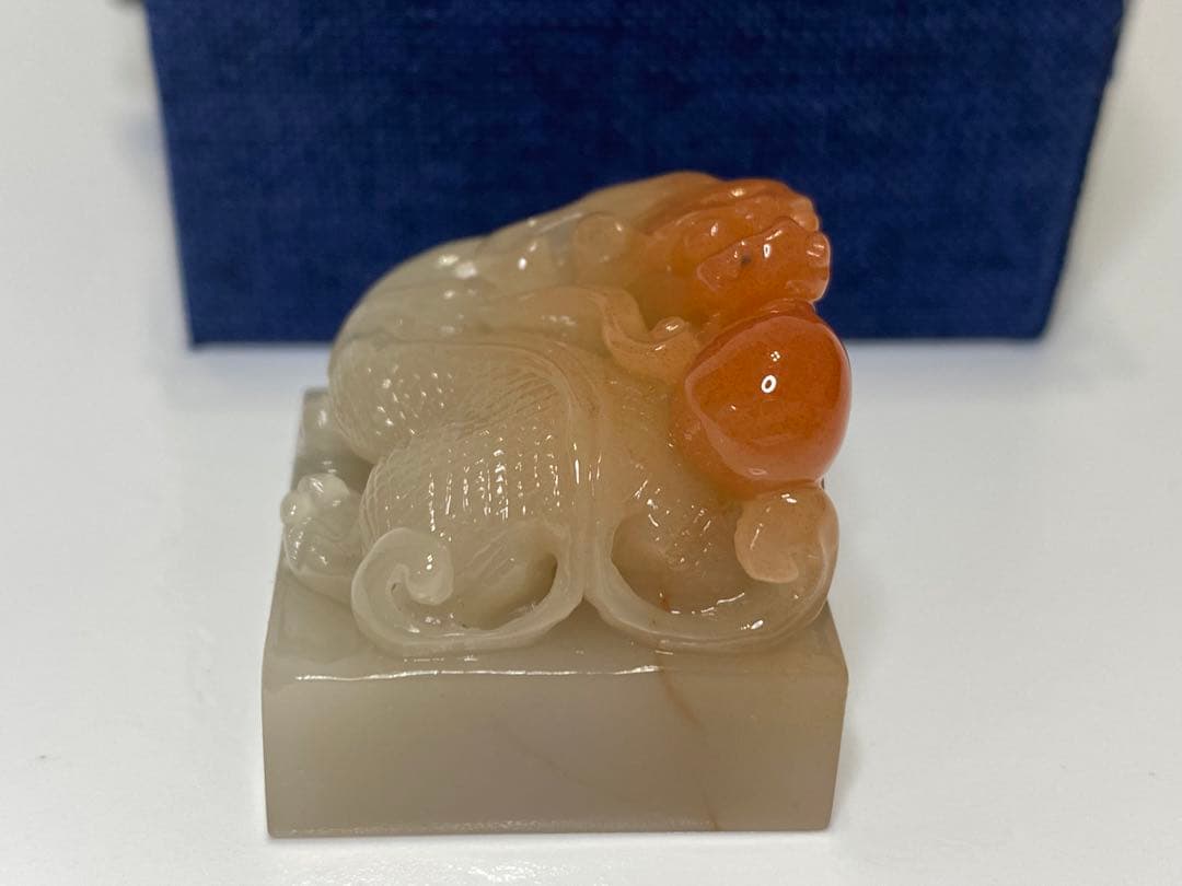 113 ラオス石 田黄瑞獣高級印材印石落款書道篆刻