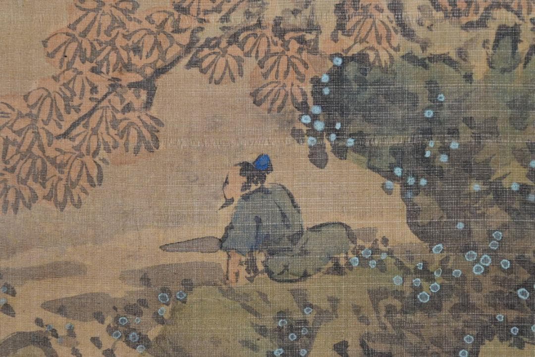 真作】谷文晁/山水人物図/秋景山水図/秋渓山水人物図/掛軸/