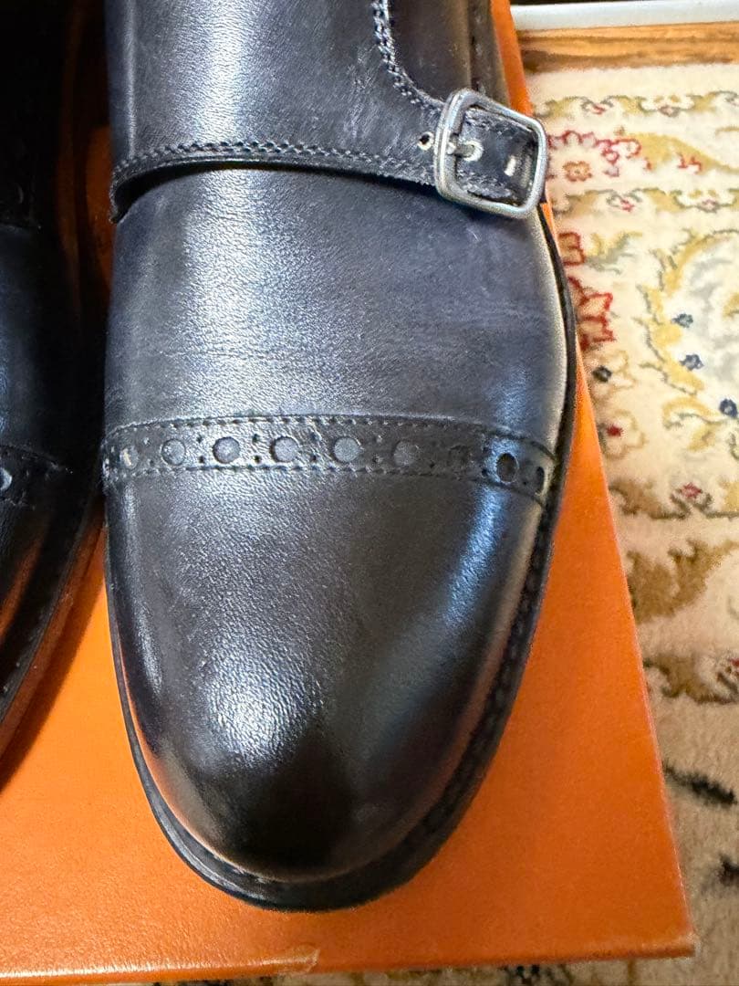 ディ メッラ 黒 ダブルモンクストラップ ビジネスシューズ