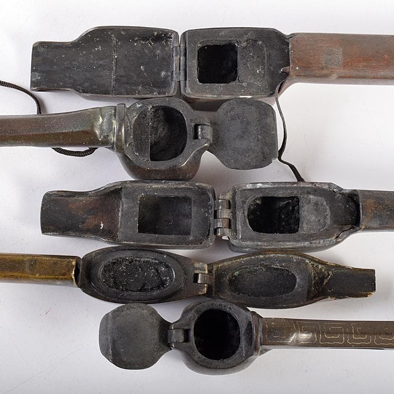 時代提げ物 書道具 古銅 矢立 5点まとめて M R7837