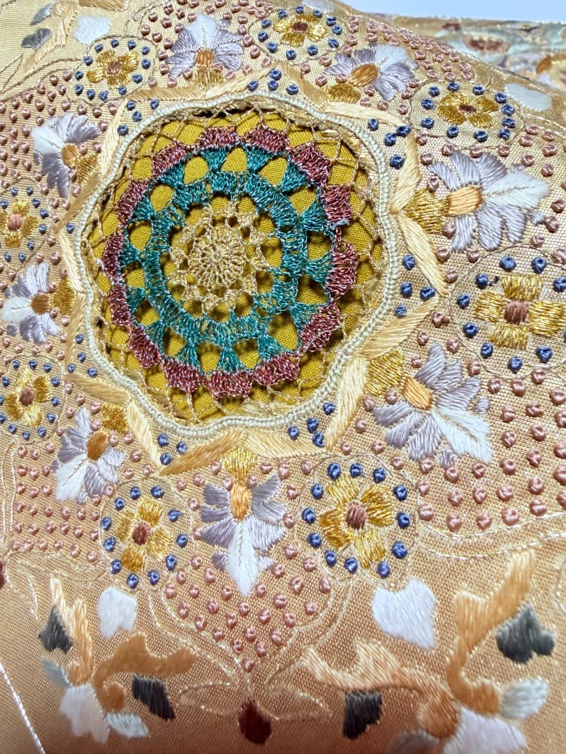 高級 袋帯 正絹 六通柄 汕頭刺繍 相良刺繍 蘇州刺繍 ゴールド 約120万