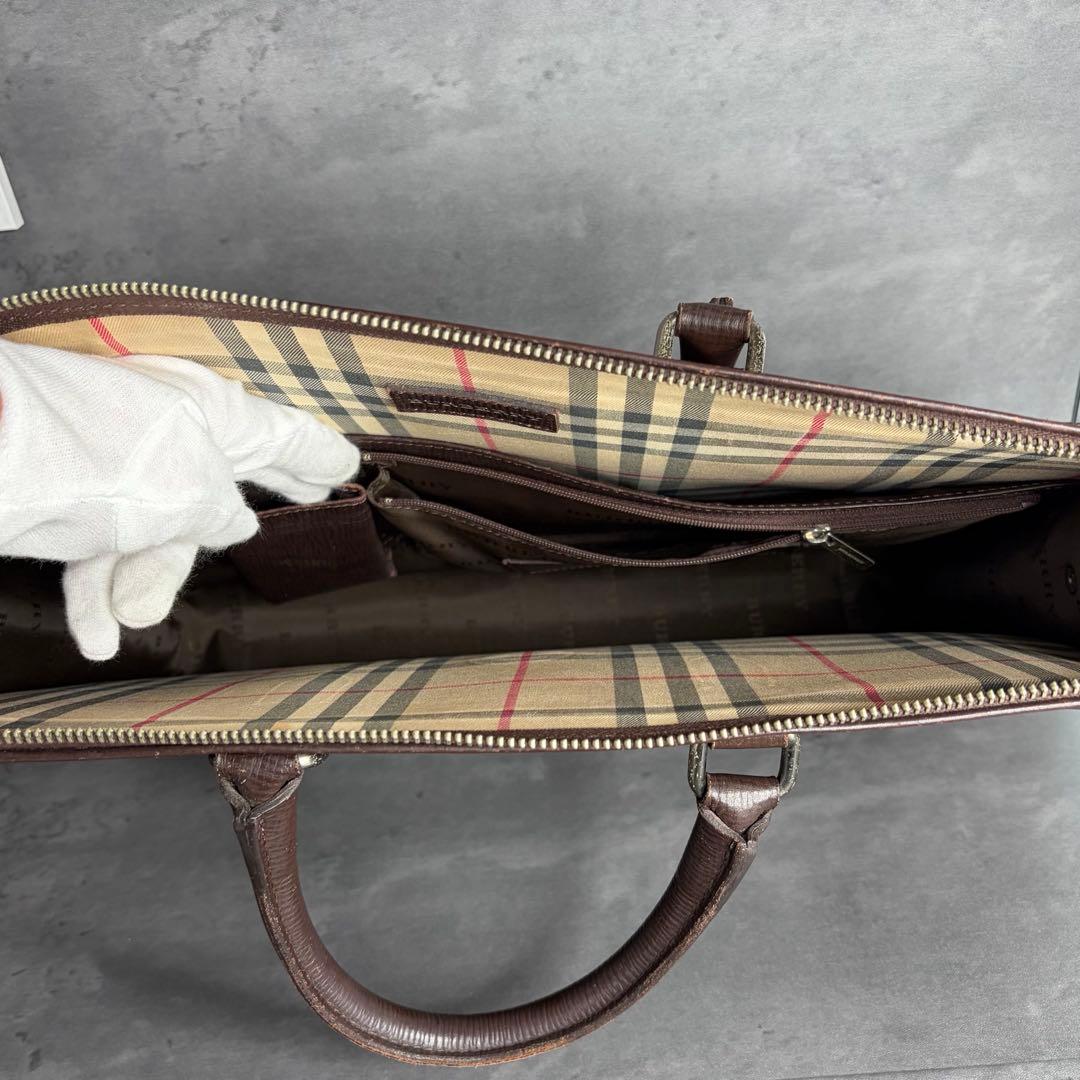 【希少】BURBERRY 本革 ブリーフケース ビジネス ノバチェック A4可