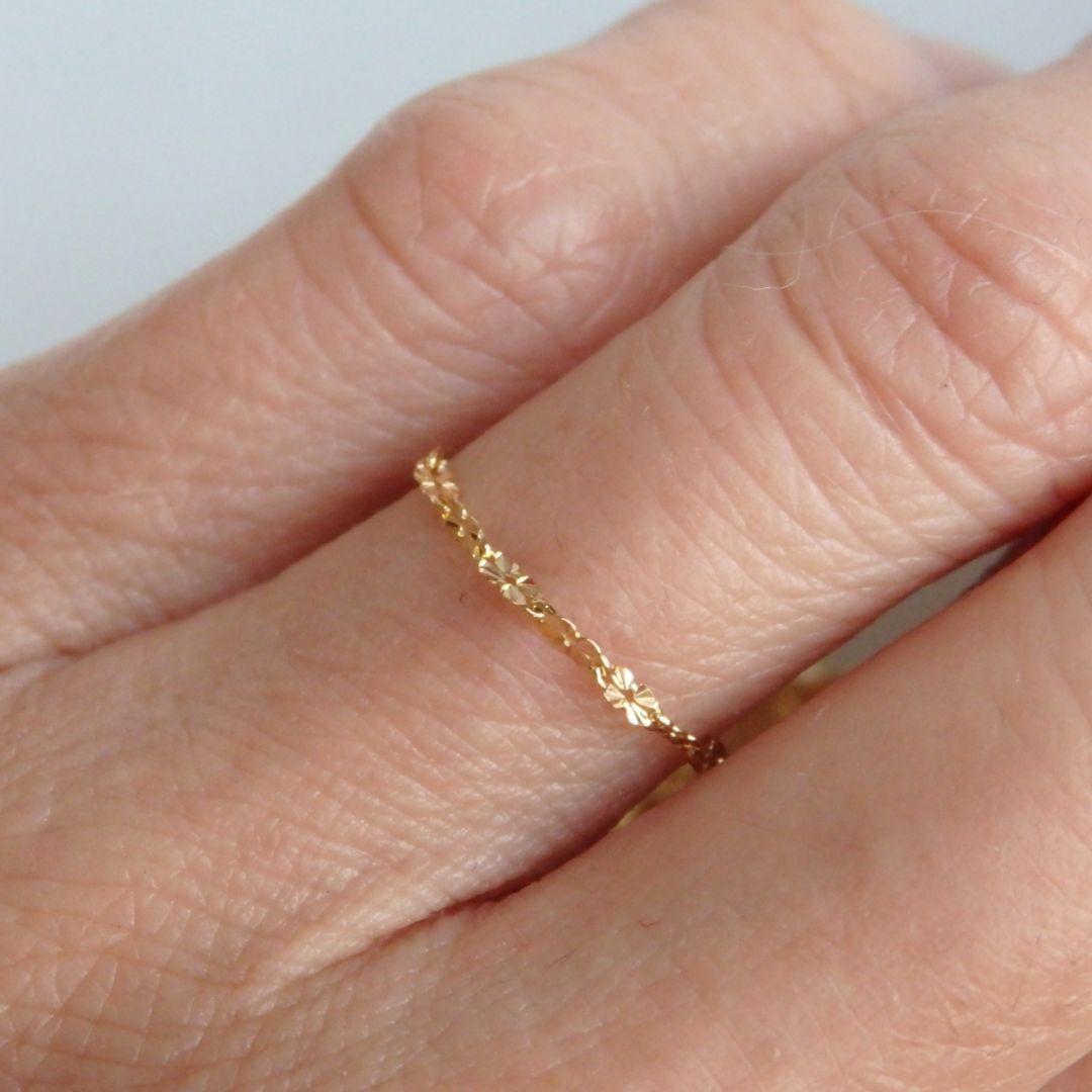 R　k18リング　クローバーチェーン　チェーンリング