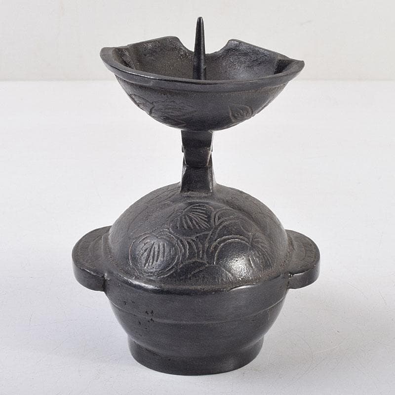 中国　古銅　唐銅　燭台　在銘　V　R9164