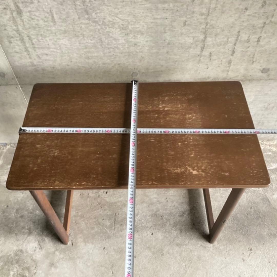 レトロな味のある机 テーブル デスク 作業台 勉強机 折り畳み 角型 木製