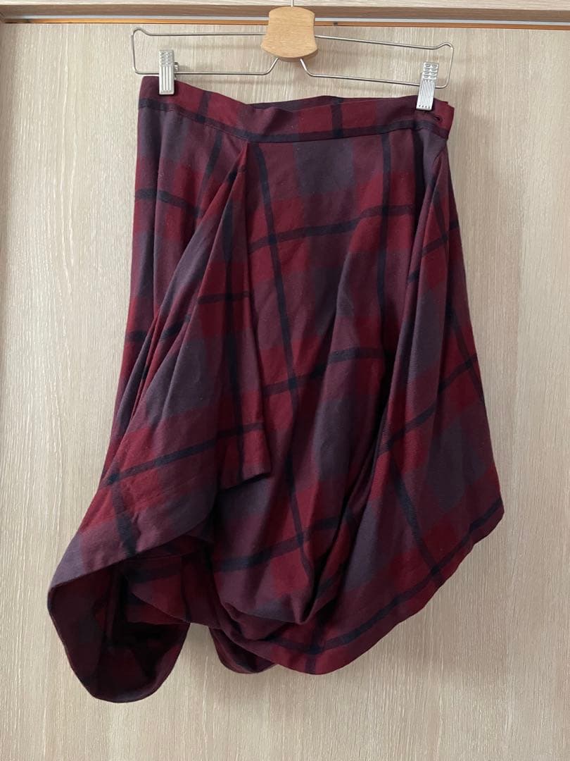 ヴィヴィアンウエストウッド バーガンディカラーチェック柄フレアスカート
