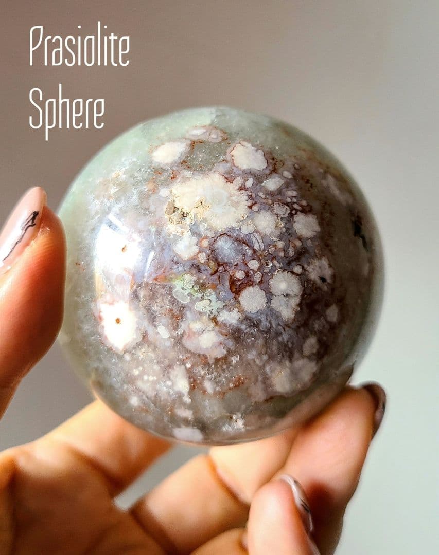 プラシオライト非加熱スフィア5.3㎝高品質グリーンアメシスト