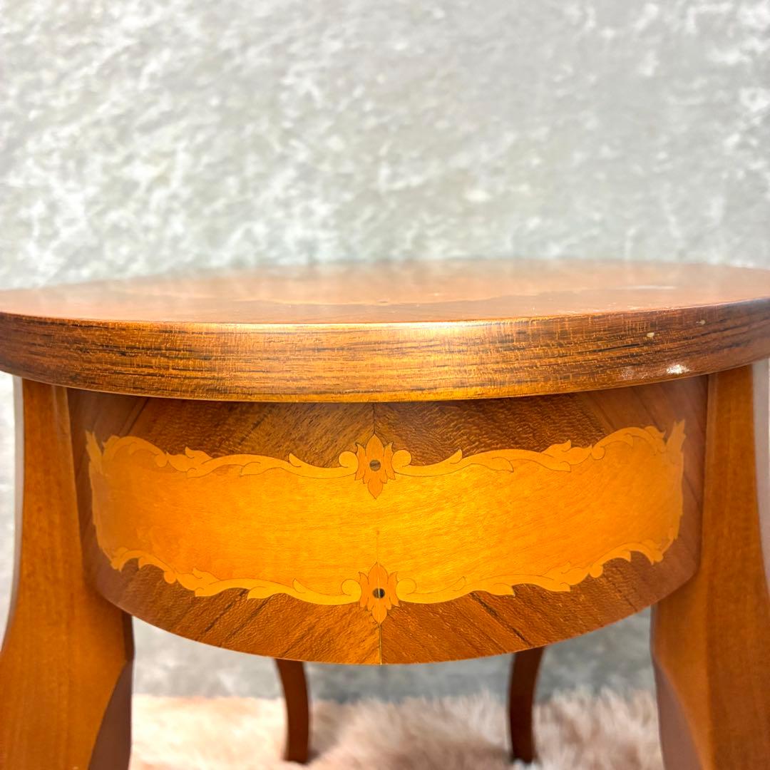 イタリア製 アンティーク調 象嵌風 サイドテーブル コーヒーテーブル