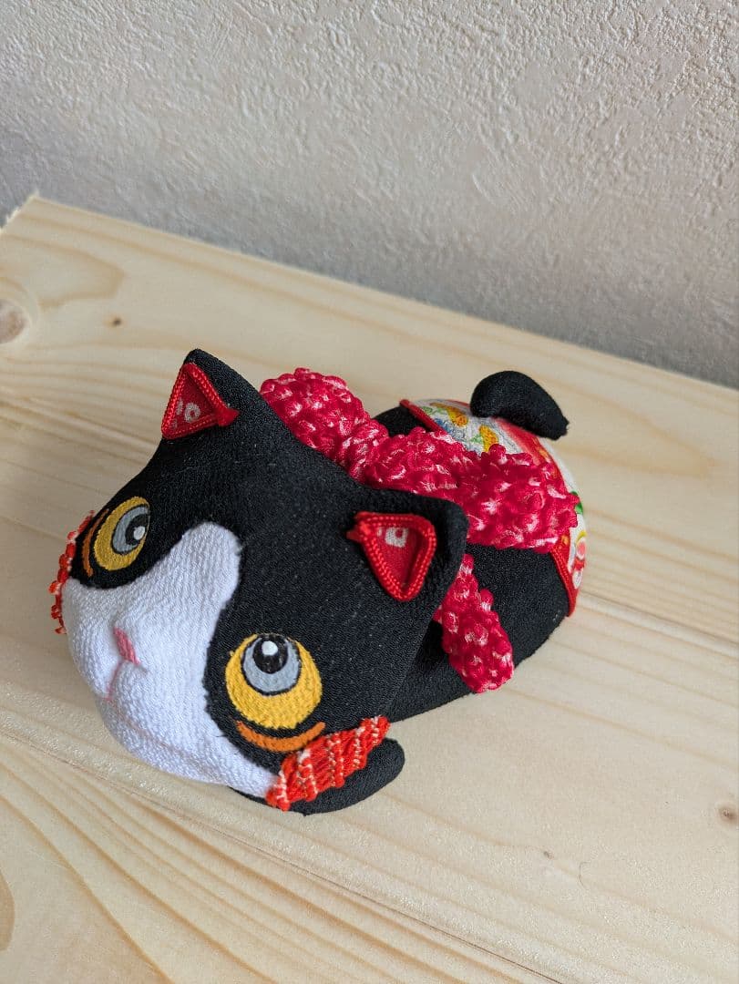 ねこの創作人形ちりめん細工 縮緬細工 招き猫 まねき猫 和風猫 七夕