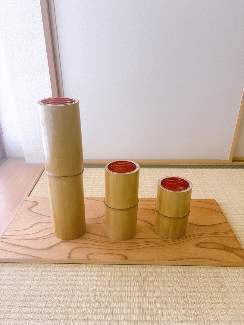 79 短三管筒 3本セット 竹製 華道 生花 格花 花器 水仙 - メルカリ