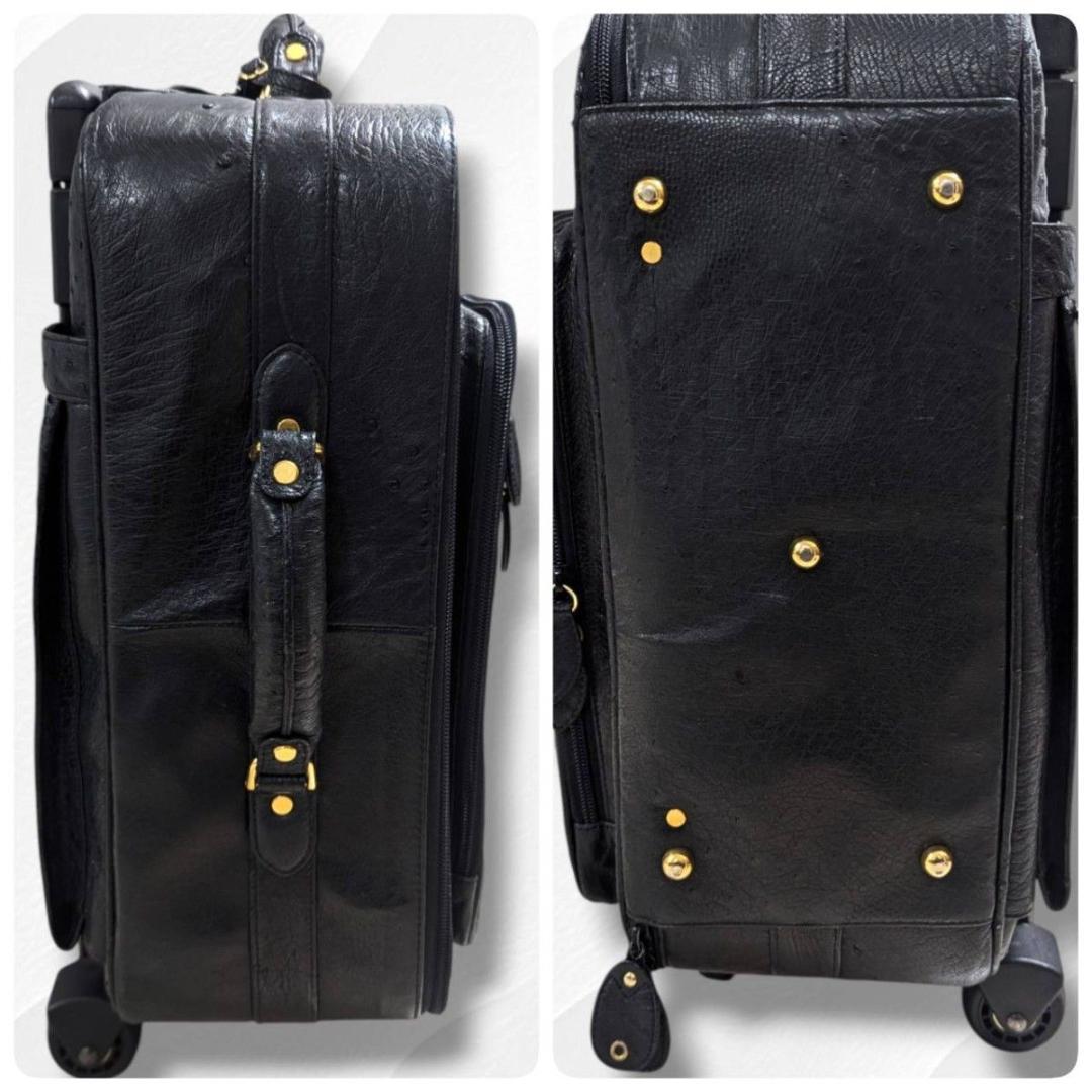 JRA認定・希少】オーストリッチ キャリーケース 高級レザー 黒 ビジネス