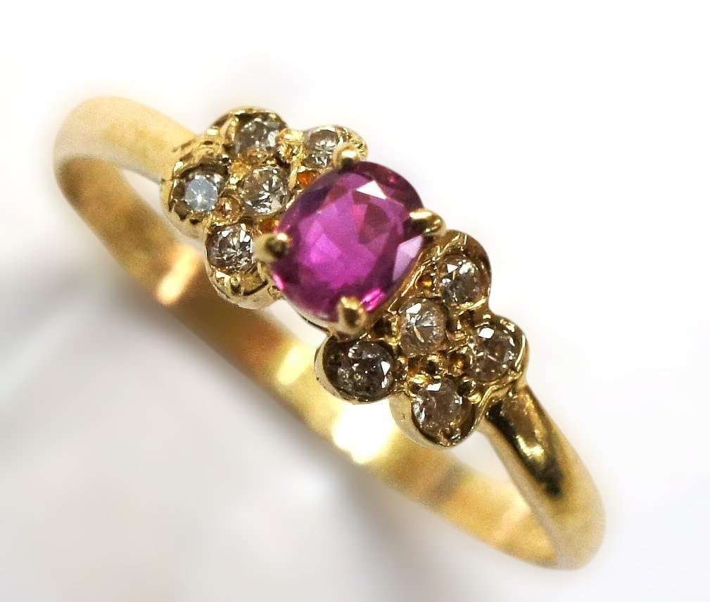 K18 ルビー ダイヤモンド リング サイズ10.5号