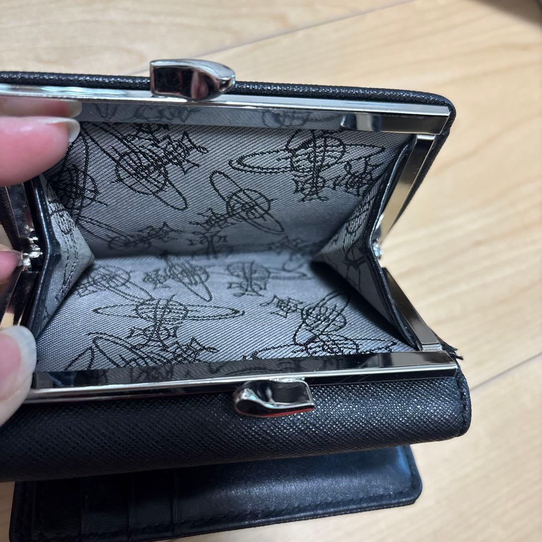 ヴィヴィアンウエストウッド がま口 2つ折り 財布 オーブ 黒　箱あり