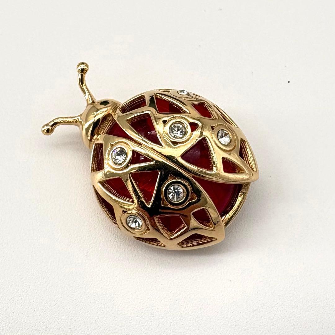 極美品 ディオール ブローチ てんとう虫 昆虫 ラインストーン カラー
