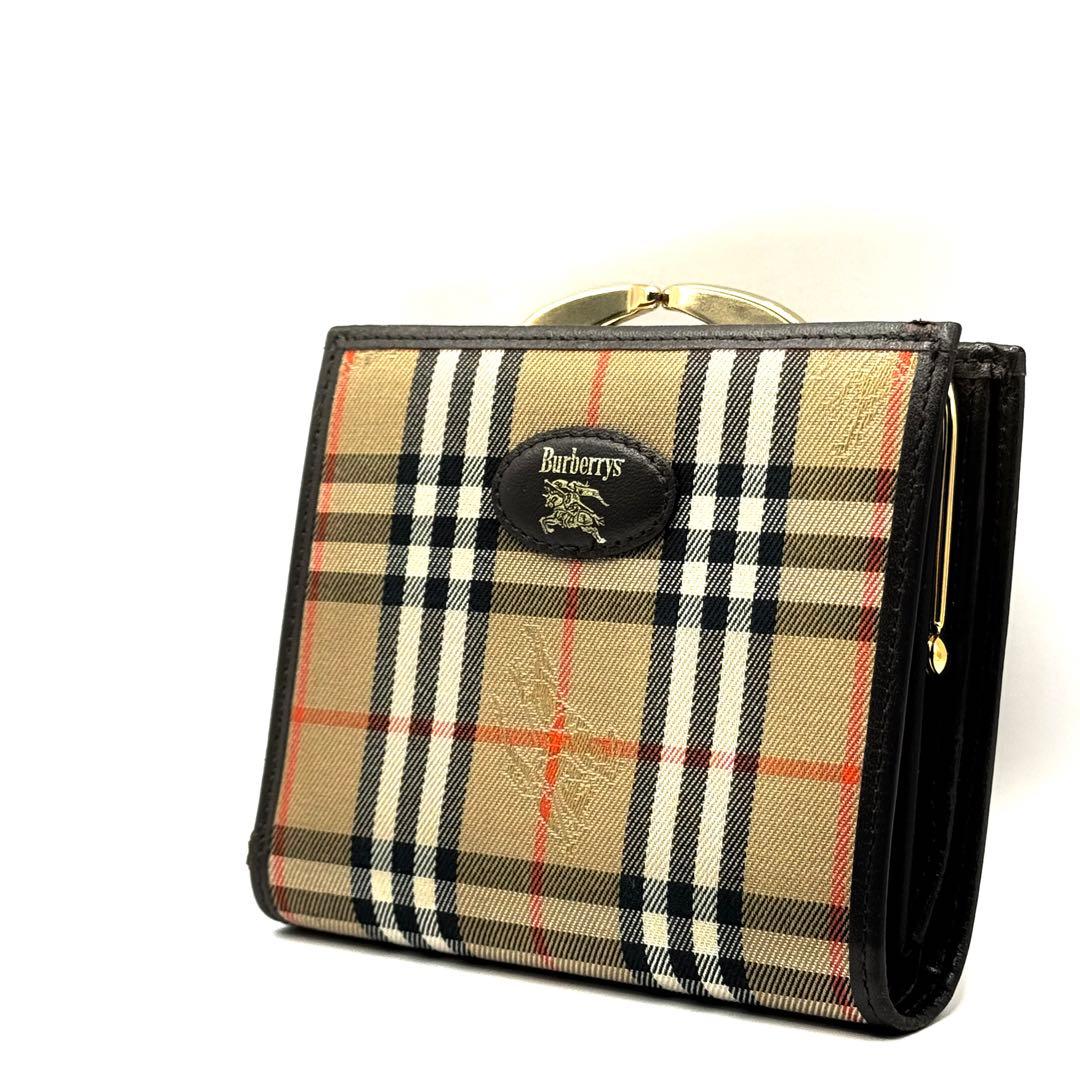 極美品】BURBERRY がま口 ノバチェック シャドーホース 折財布 - メルカリ