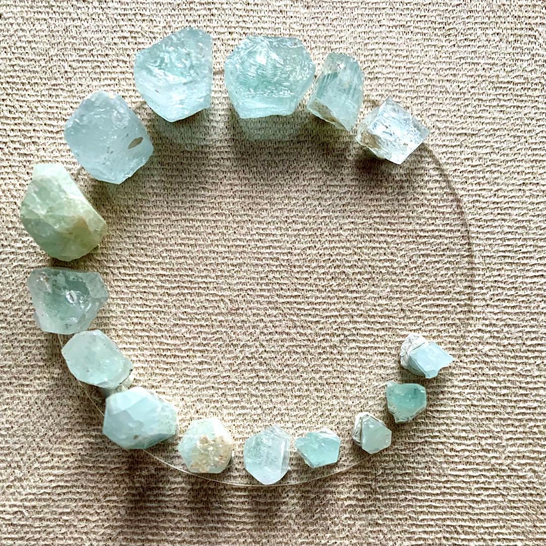 お買い得⭐︎アクアマリン原石12/15個セット/ウォーターエッチング