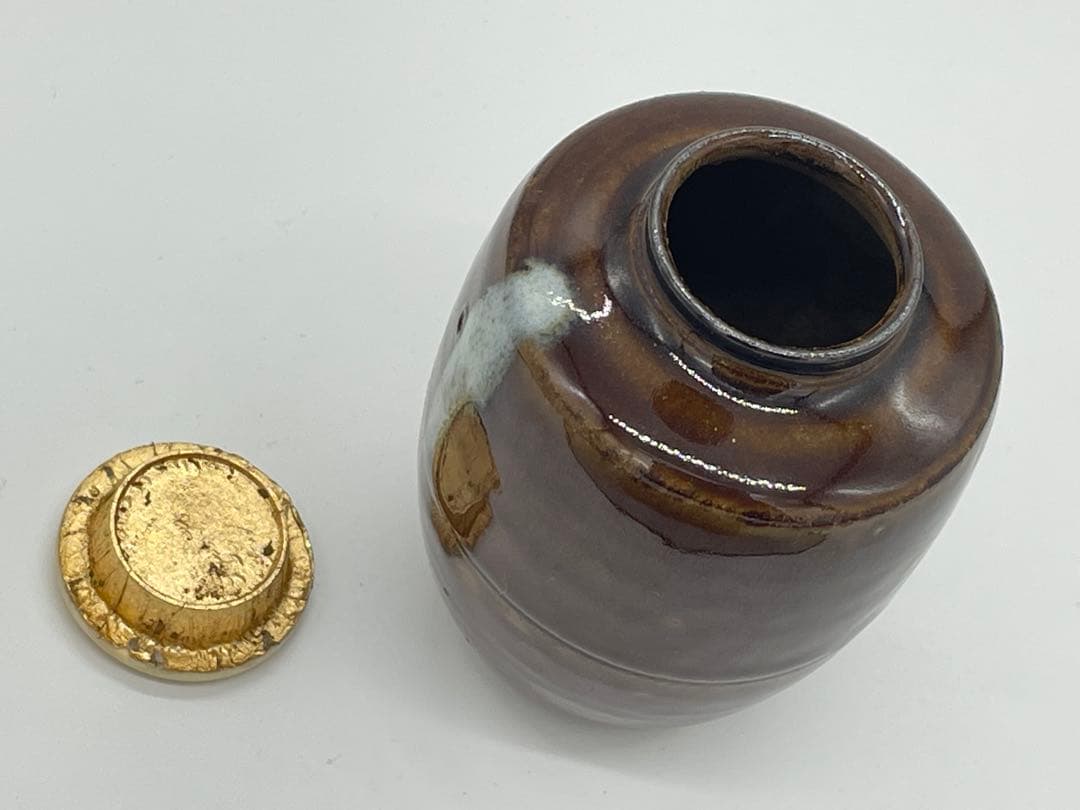 美品】高取焼 清水茂生 造 茶入 肩衝 煎茶道具 茶道具 共箱 専用