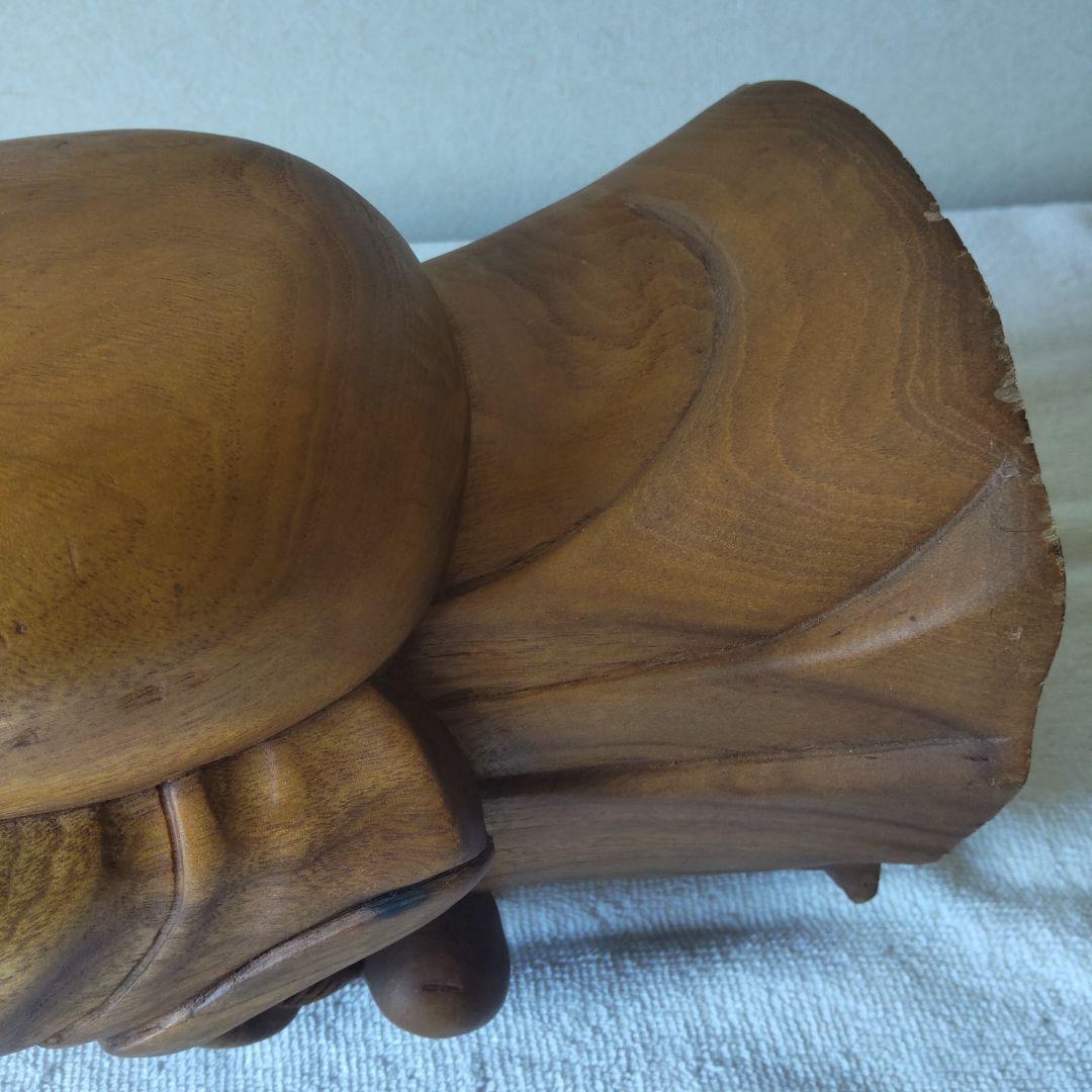美品 布袋様 35㎝ 3㎏ 芯材上等品の木彫り 布袋尊