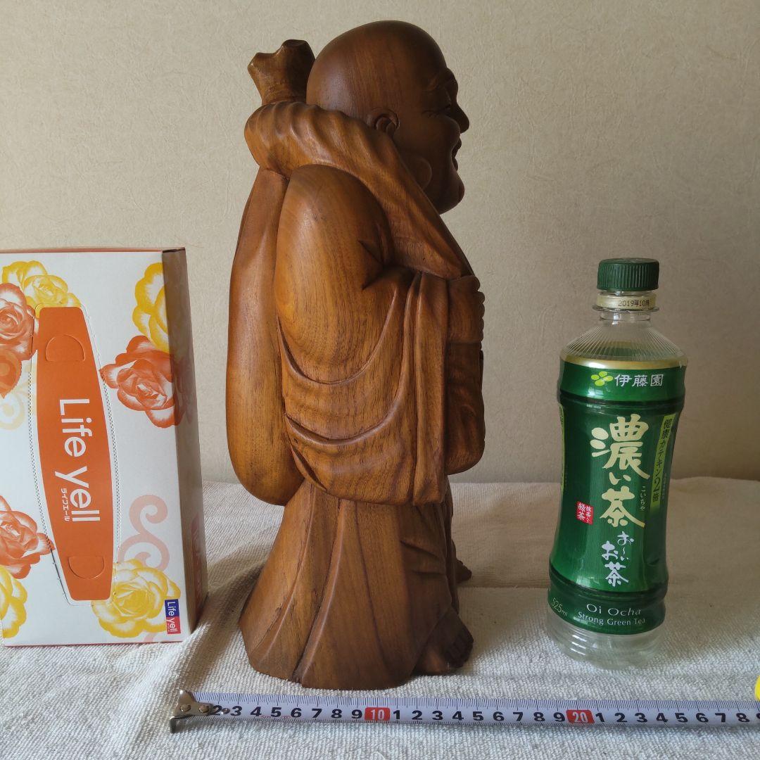 美品 布袋様 35㎝ 3㎏ 芯材上等品の木彫り 布袋尊